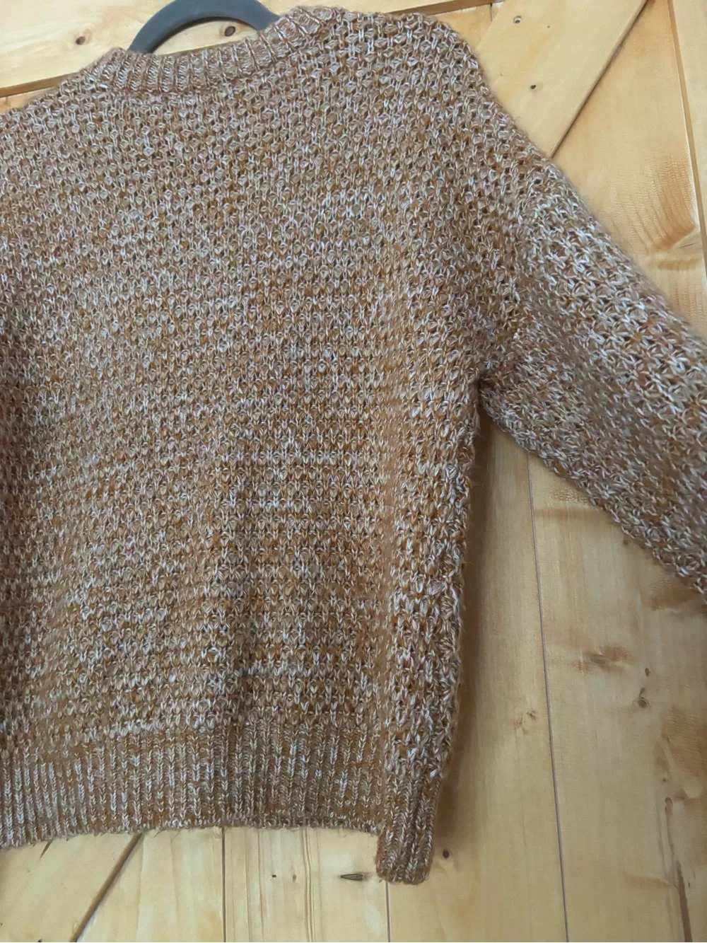 Abercrombie & Fitch Chunky Knit Crewneck Sweater Brown White Size S Oversized